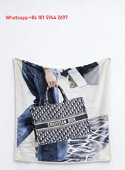 Christian Dior Runway Tote Flannel Sofa Throw Blanket D057